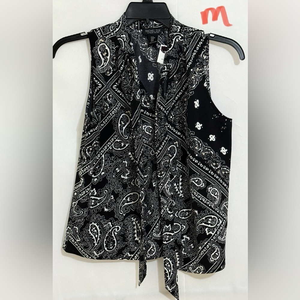 Black Paisley Sleeveless Top